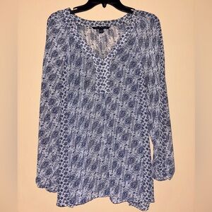 Zac & Rachel Women’s Paisley Boho V-Neck 3/4 Sleeve Blouse - XL